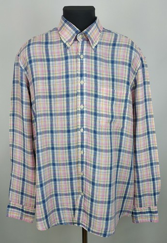 Gant Mens Multicolor Check Linen Long Sleeve Regular Fit Shirt Size XL - Picture 2 of 12
