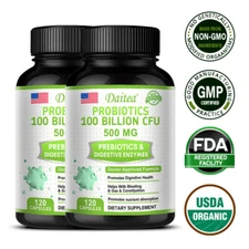 Probiotics 100 Billion Cfu—beneficial Live Microorganisms—Helps with Gut Health
