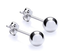 925 Sterling Silver Ball Stud Earrings Pair 3mm 4mm 5mm 6mm 7mm 8mm