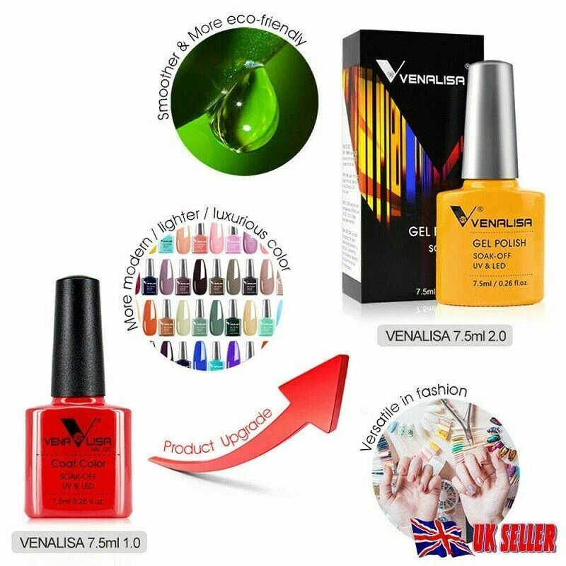 Nail Gel Polish set VENALISA Soak off UV LED Colour Base Top Coat Nail Varnish - Image 4 of 4