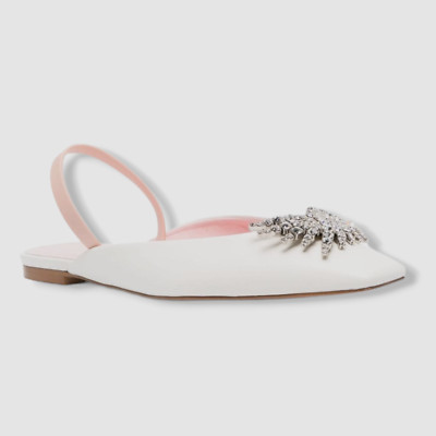 $695 Piferi Women's Ivory Drizella Crystal Embellished Flat Shoes 36 EU/6 US