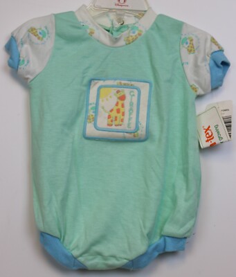 NEW 80s Health-tex Bodysuit Giraffe 6-9 Months 1pc Unise Mint Green Boy  Summer