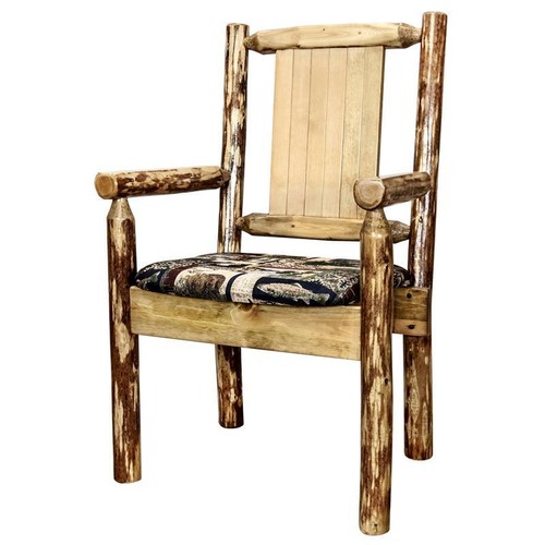 Montana Woodworks Glacier Country Hand-Crafted Wood Captain's Chair in Brown - Picture 2 of 6