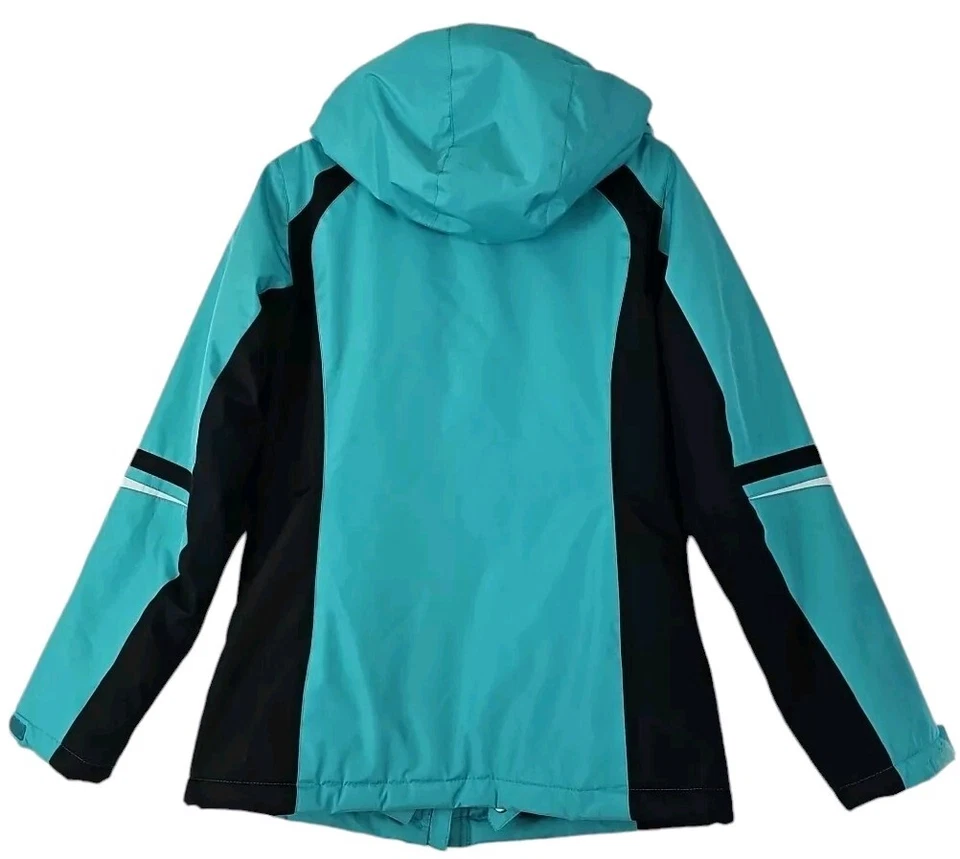MAGELLAN OUTDOORS~Mujer Talla S~ Turquesa/Negro Cremallera Abrigo con Capucha Chaqueta de Invierno Foto 3 de 4