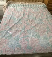 Vintage 1980s Twin Double-Sided Pastel Duvet Comforter Cover Flowers  Stripes