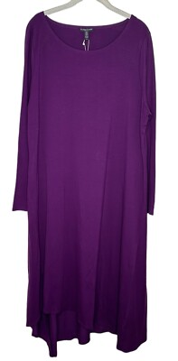 Eileen Fisher Women s Purple Ballet Long Sleeve Tencel Asymmetrical Dress 1X NEW