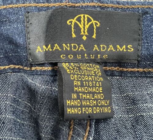 Hermosos vaqueros con cuentas hechos a mano Amanda Adams Couture para mujer talla 12 - Imagen 6 de 12