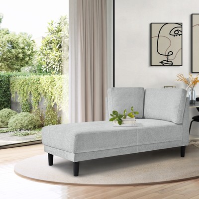 [New+Video]65'' Mid-Century Modern Linen Fabric Corner Lounge Chair, Upholstered 