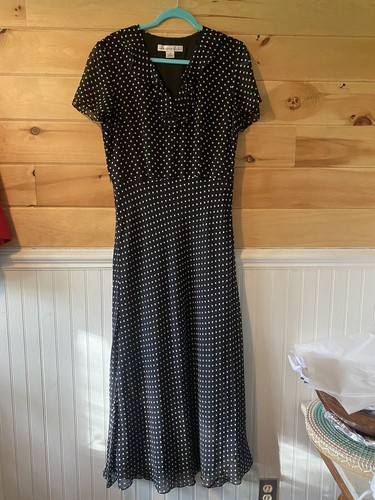 Semi-sheer silk lined polka dot maxi dress 12 - Picture 2 of 12
