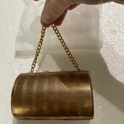 lucienne cigarette case Lucienne Cigarette/Lipstick/Mirror Gold Tone Metal Purse w/Chain