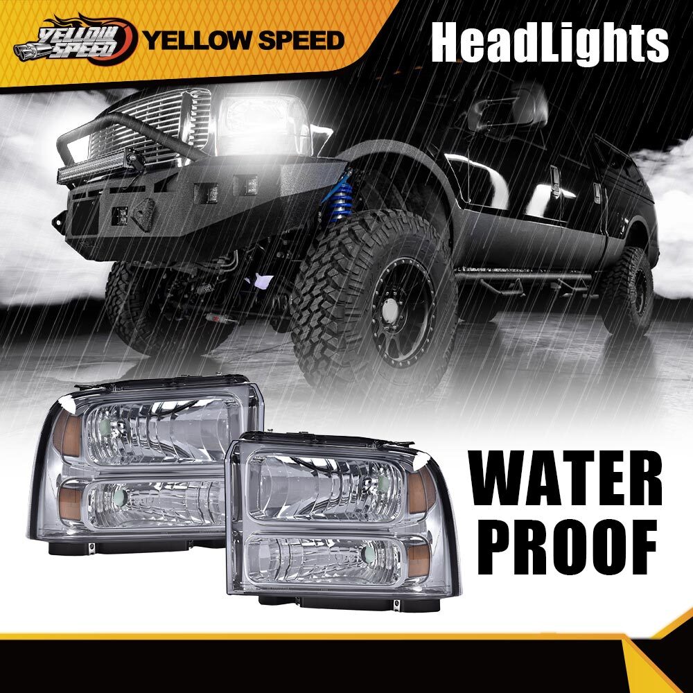 Smoke Tinted Headlights For 1999-2004 Ford F250/F350 Super Duty & Excursion