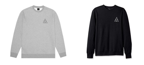 Sweat-shirt HUF Essentials TT Crew tailles M, L, XL, XXL - Noir/Gris - NEUF - Photo 1/15