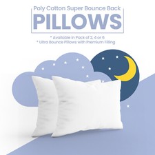 Bouncy Pillows Filled with Non Allergenic Hollowfibre - 2 pack 4 pack 6 Pack