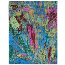 9'x11'9" Hot Pink Blue Modern Design Hand Knotted Pure Wool Oriental Rug R79937