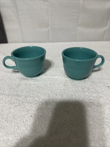 Fiesta ware Coffee Tea Cups C Handles Set of 2 Turquoise