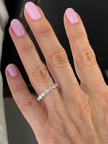 1,20 Ct coupe ronde et ovale alternée laboratoire cultivé diamant bracelet de mariage or 14 carats - Photo 7 sur 10