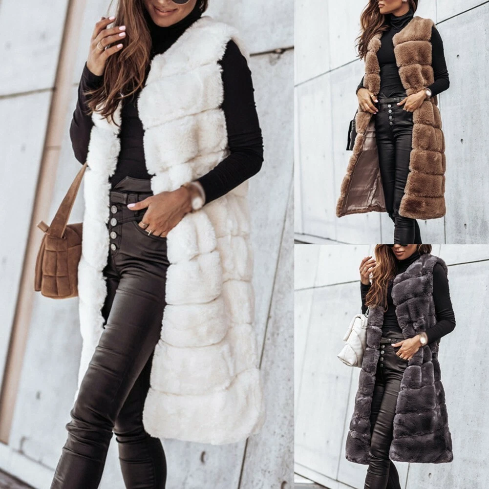 Women's sleeveless fur jacket clearance