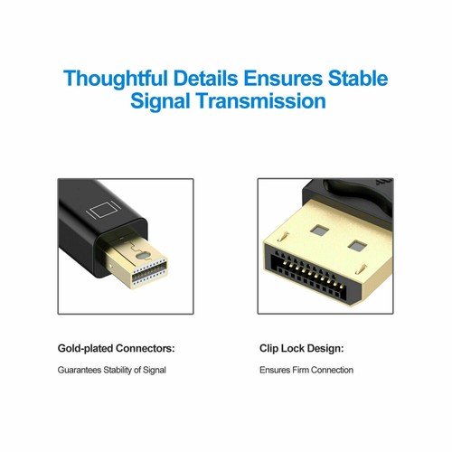 Mini DisplayPort to DisplayPort Cable Mini DP to DP Adapter HD Video 4K 60Hz 6FT - Picture 4 of 12