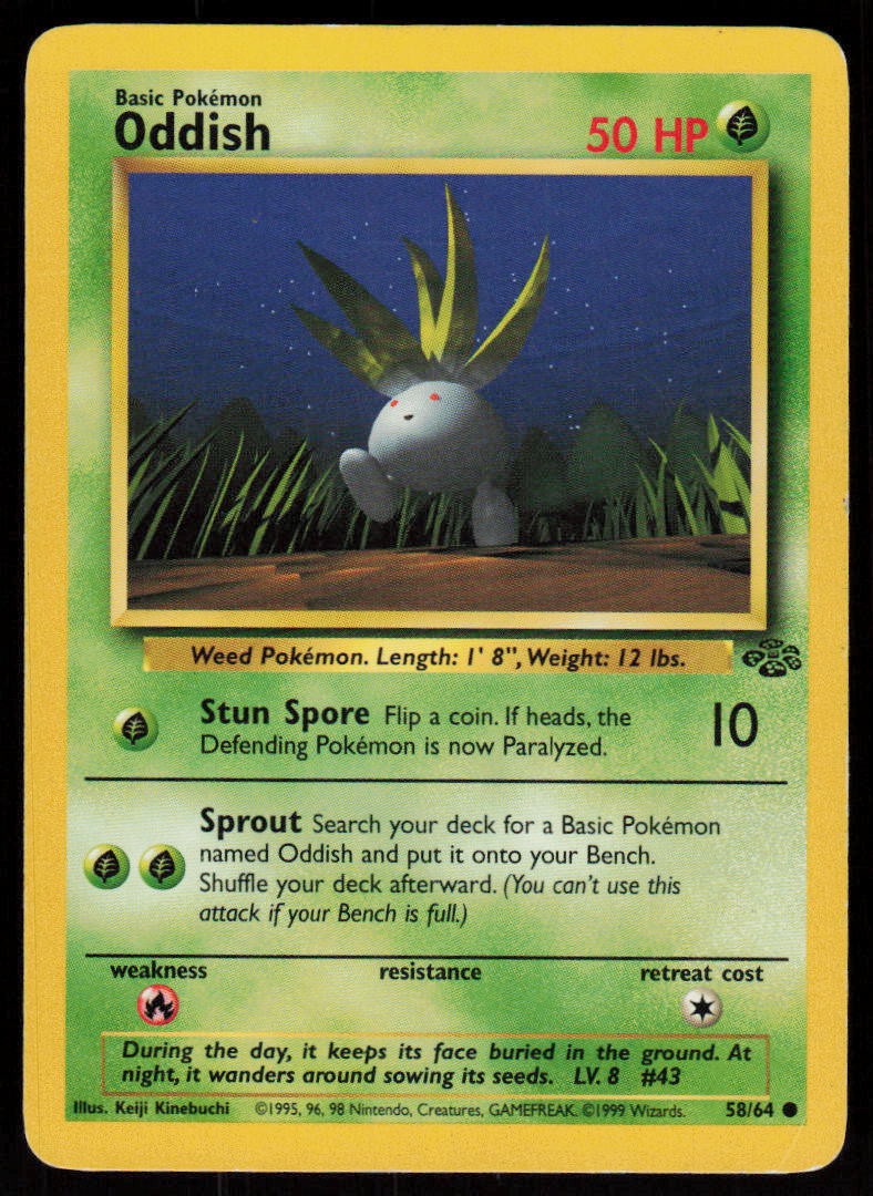 Oddish 58/64 Common Jungle Pokemon Unlimited Damaged