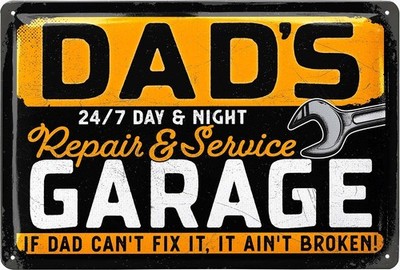 LANOLU Retro Blechschild Dads Garage, Papas Service Schild für Papas Werkstatt 