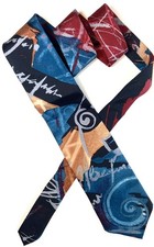 Vintage 90s Italian Handmade Silk Tie Abstract Art Print Geometric