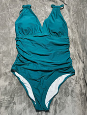 CHARMO Blue Ruched One Piece Swimsuit Adjustable Straps UPF50 M