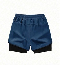 Brave Soul Pantaloncini Uomo In Jersey – Vita Elastica, Tasche, Per Allenamento E Tempo Libero, Blu Marino, XL