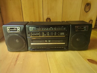 Vintage Quasar GX500 Dual Cassette Boombox Radio - 1 Cassette Deck Broken READ