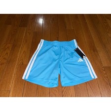 New boys Adidas Kids Bright Cyan 3S ESS Mid Thigh Length Shorts Size Large  25