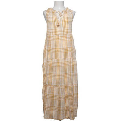 Max Studio, Maxikleid, Größe: XS, Gelb/Weiß, Polyester/Viskose, Karo, Damen #HGm