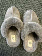 UGG Gray Slip-On Fur Lined Suede Women's Slippers Comfort Winter