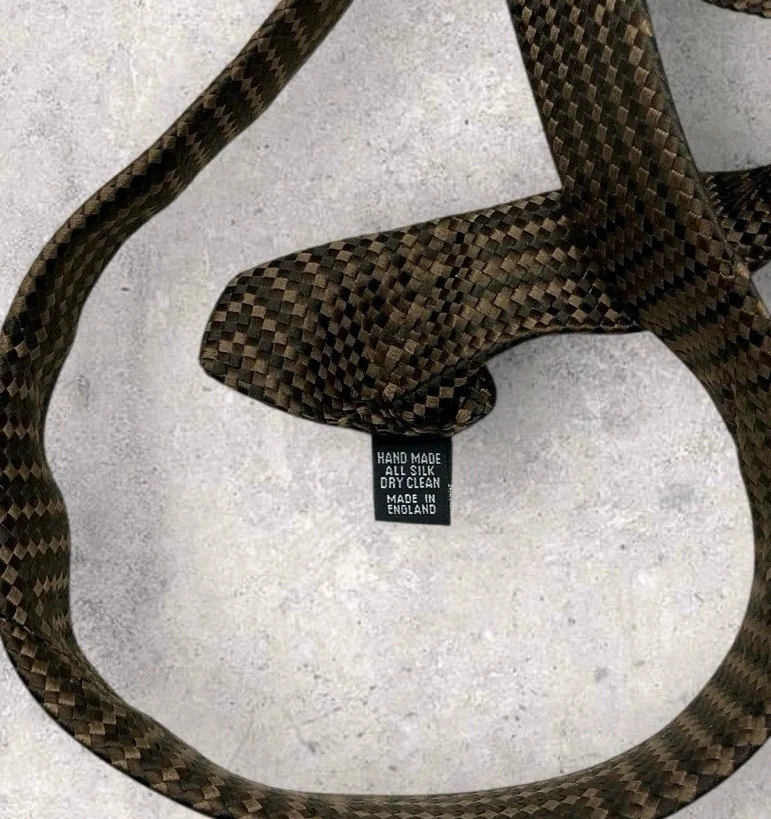 RICHARD JAMES Silk Tie ENGLAND Brown Geometric W:3.6" EUC - Image 3 of 4