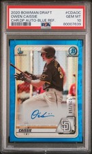 Owen Caissie 2020 Bowman Draft True Blue Auto /150 PSA 10