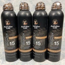 Australian Gold Instant Bronzer SPF15 Spray Sunscreen 6oz, Lot of 4, Exp 08/27