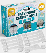 Booboo® (10 PACK) Premium Child Locks for Kitchen Cupboards, Child Proof Cabinet