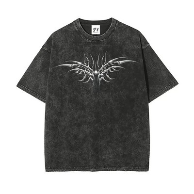 Vintage Y2K Cyber Sigilism T-Shirt Gothic Tribal Chrome Graphic Tee Men
