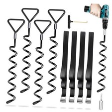 Trampoline Stakes Anchors Ground Anchors Screw in-4Pack Spiral 4 Pack Black
