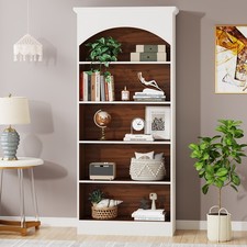 5-Tier White Bookcase 70.9'' Tall Bookshelf with Storage Shelves for Living Room