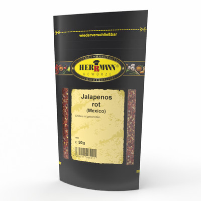 Jalapenos rot (Mexico) 50g ohne Zusatz Herrmann Gewürze