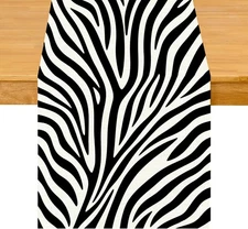 Zebra Stripes Table Runner for Home Party Decorations Seasonal Summer Washabl...