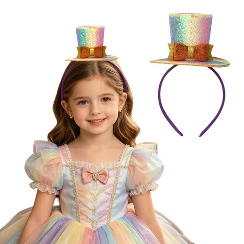 Pajarita para niños decoración diadema carnaval mini sombrero de copa aro para el cabello lentejuelas equipo para la cabeza - Imagen 4 de 27