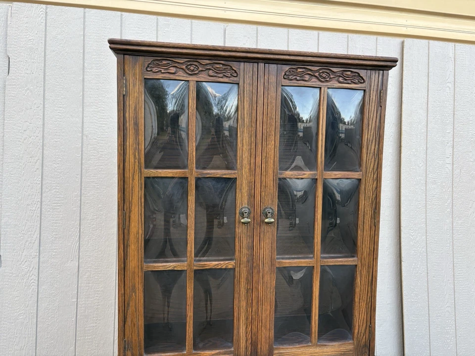 67133 Mueble China 2 Piezas Roble Feudal Vidrio Convexo en Puertas Foto 2 de 4