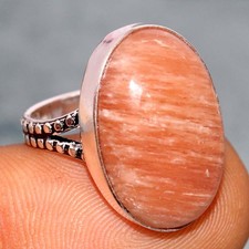 Sunstone 925 Silver Plated Ring US 6 Valentine Gift Jewelry MJ