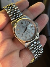 Rolex Datejust 16014 Linen Dial 18ct White Gold Bezel Box Service Papers