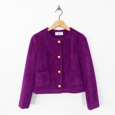 Helene Berman lila kragenlose Smart Jacke Größe 10 weicher Strick NEU