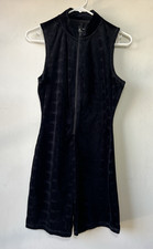 SKIMS Black Velour Logo Zip Front Mock Neck Sleeveless Jumpsuit M Women Bodysuit