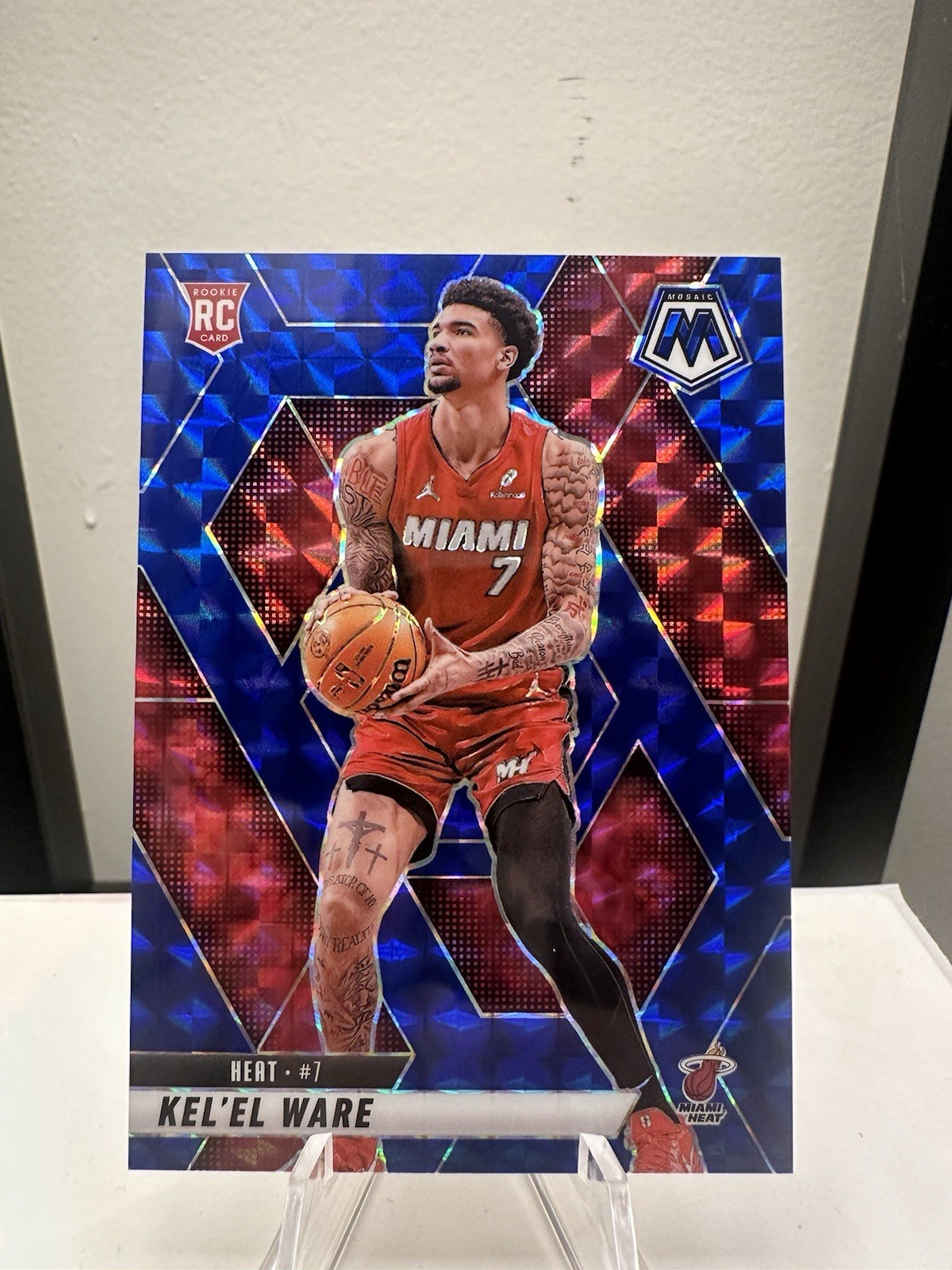 2024-25 Panini Mosaic #232 Kel'el Ware BLUE Prizm /199 RC Miami Heat
