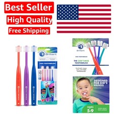 Kid-Approved Oral Care Toothbrush Set for Ages 5-9 - 3 Pack Red Purple Royal