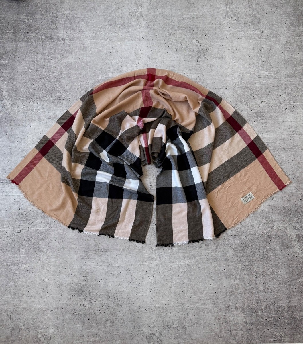 Vintage Burberry Cashmere Scarf Nova Check made in Scotland