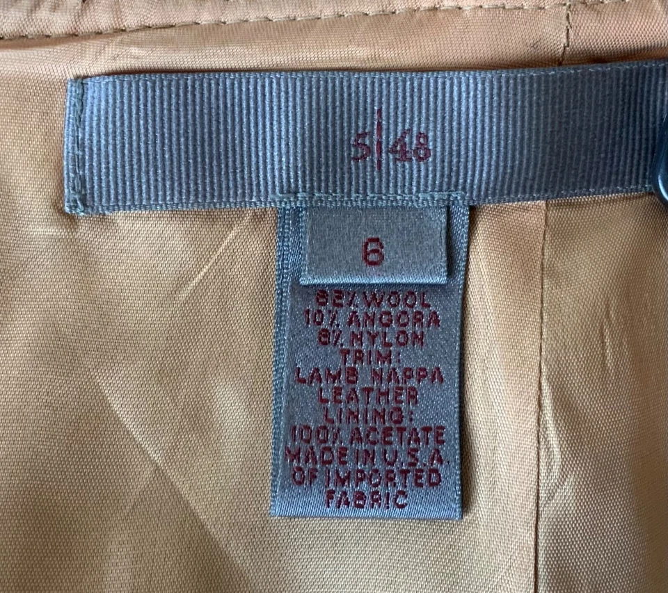 Falda de tweed 5/48 Saks Fifth Avenue talla 6 cuero de cordero ribete cinturón forrado Foto 3 de 4